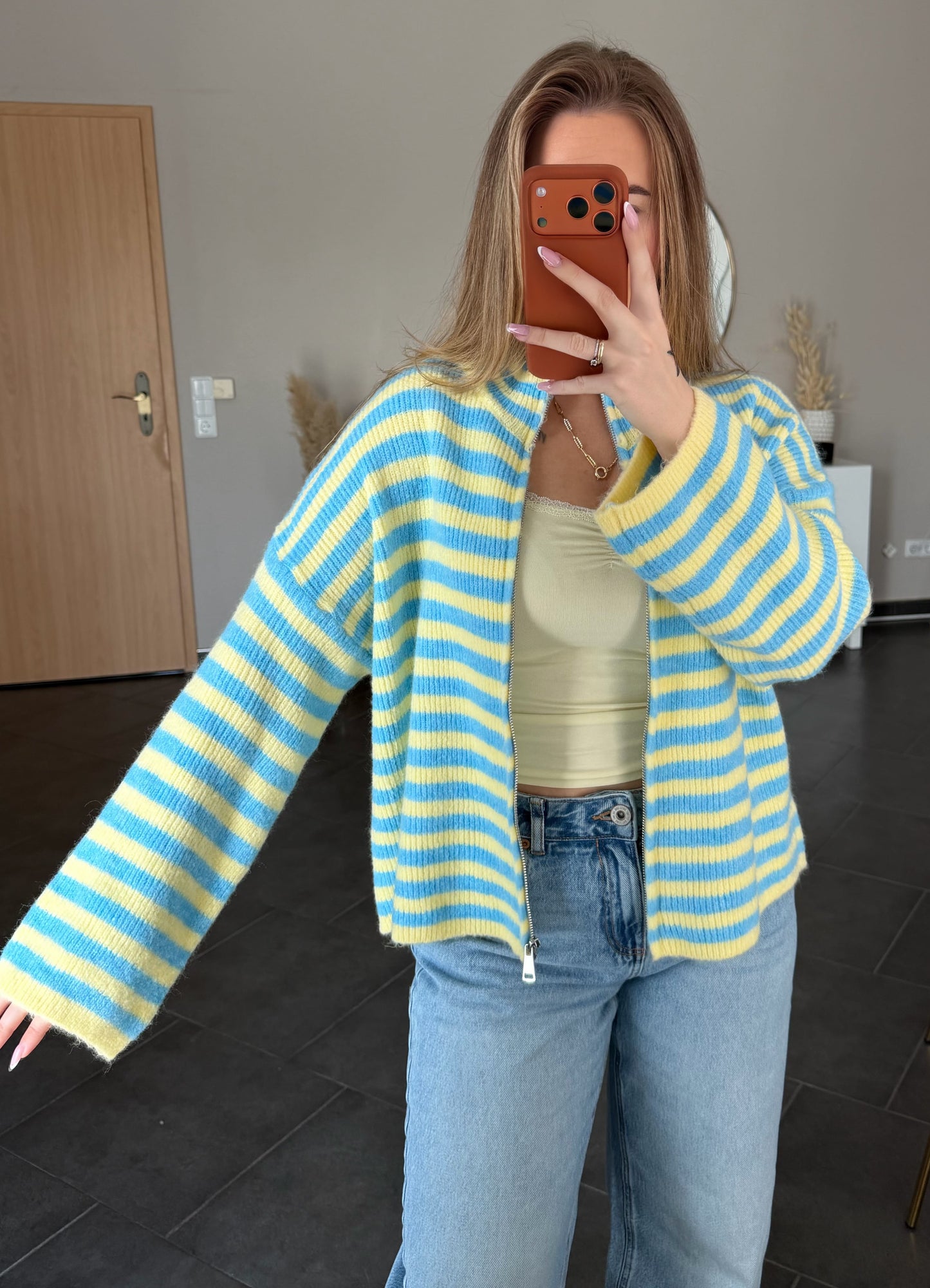 Candy Stripe Cardigan - Blue
