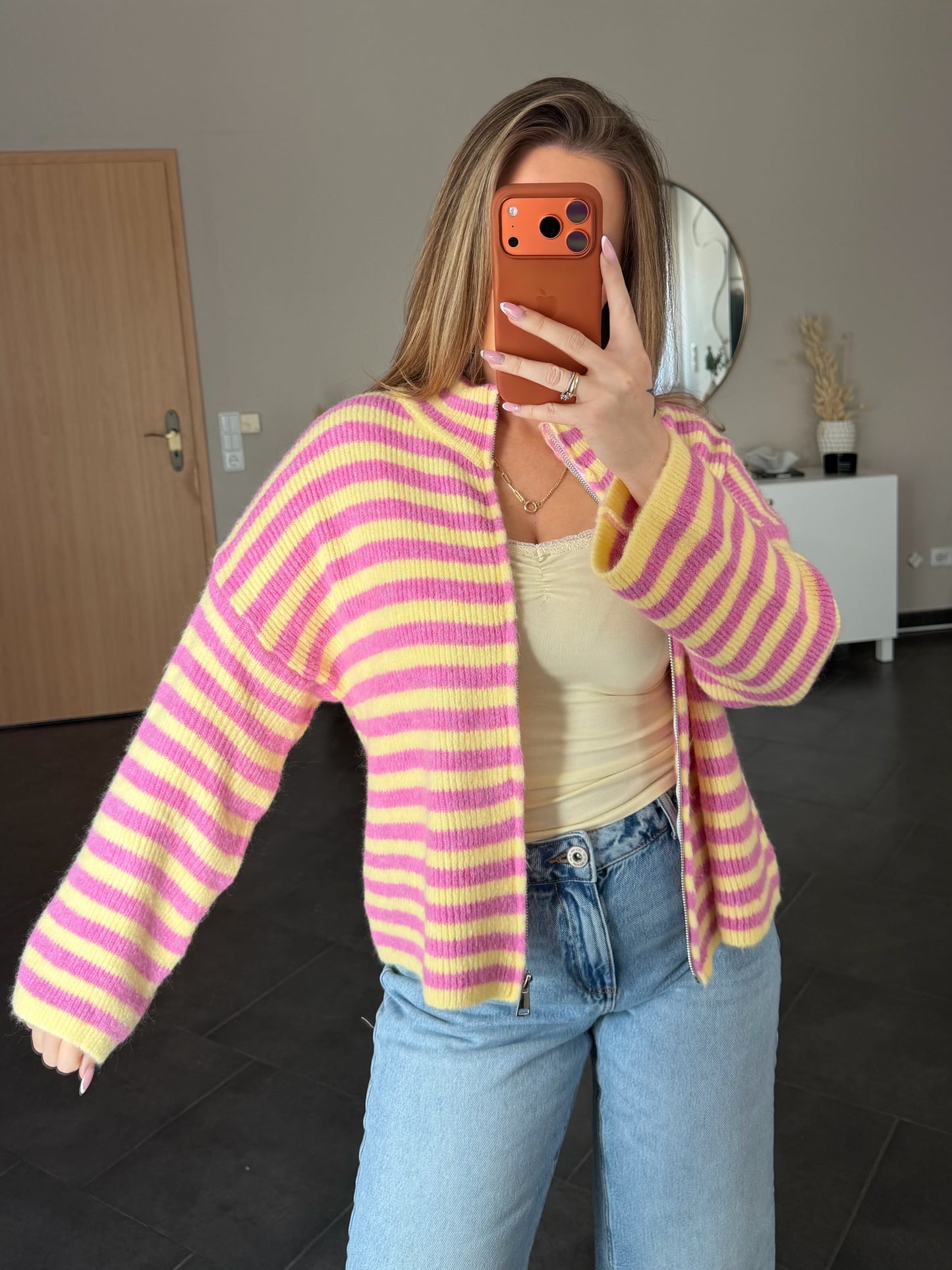 Candy Stripe Cardigan - Pink