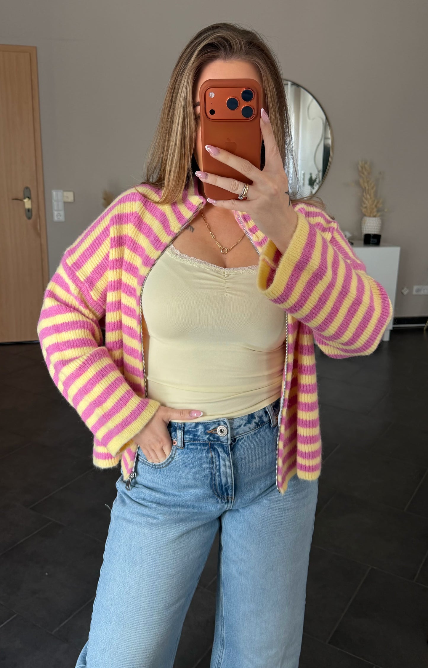 Candy Stripe Cardigan - Pink