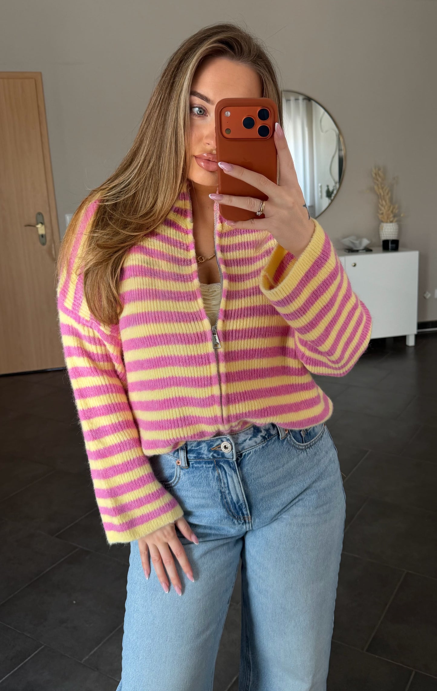 Candy Stripe Cardigan - Pink