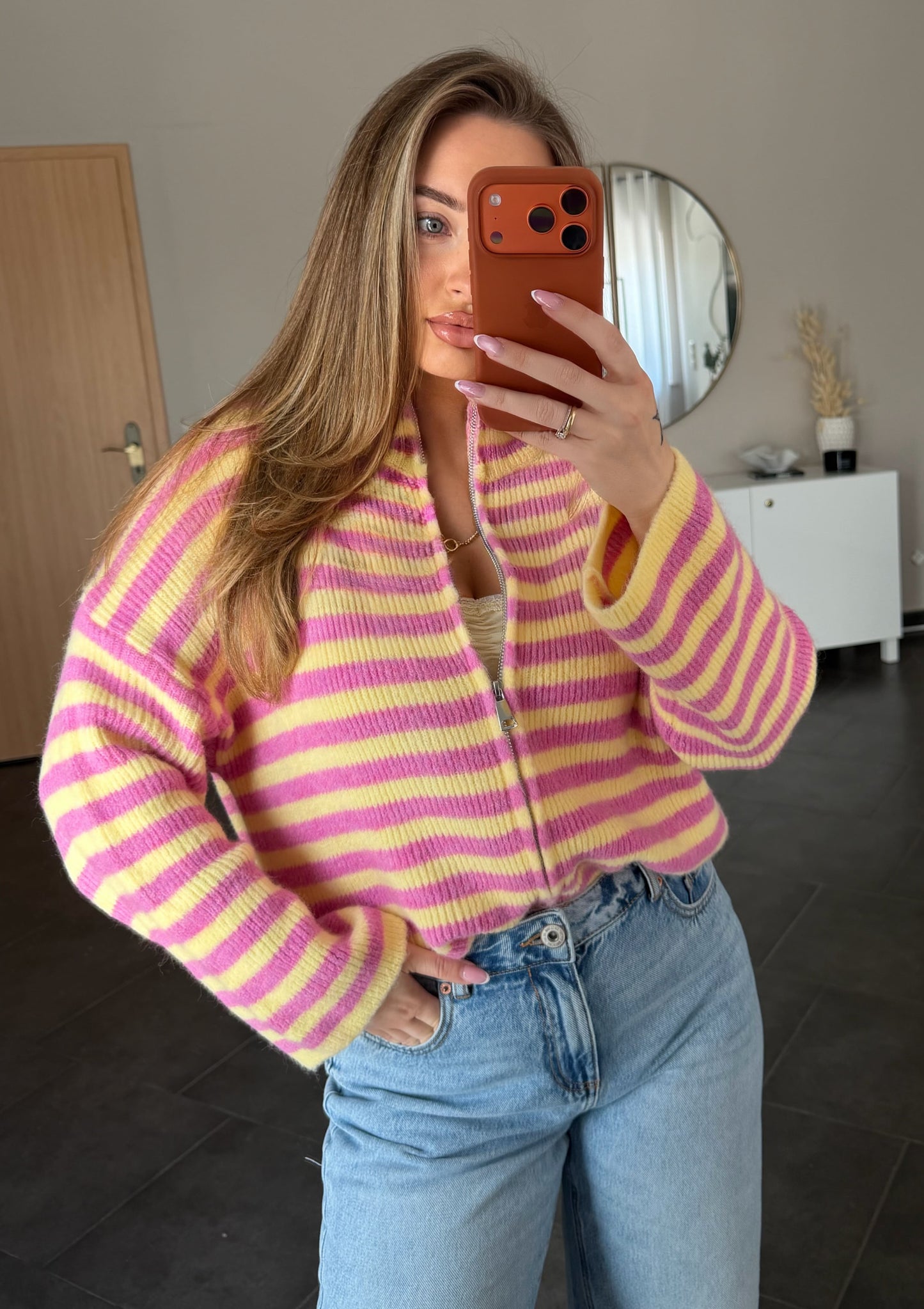 Candy Stripe Cardigan - Pink