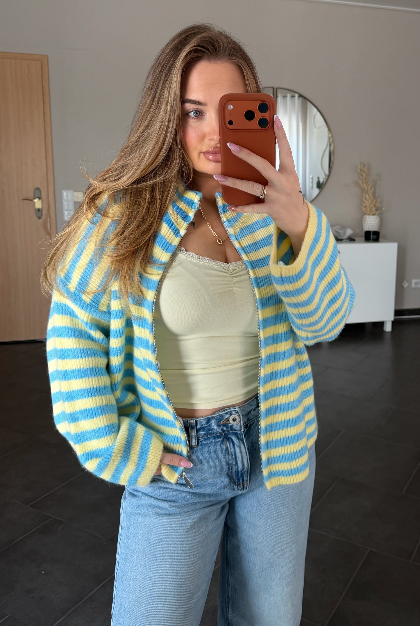 Candy Stripe Cardigan - Blue