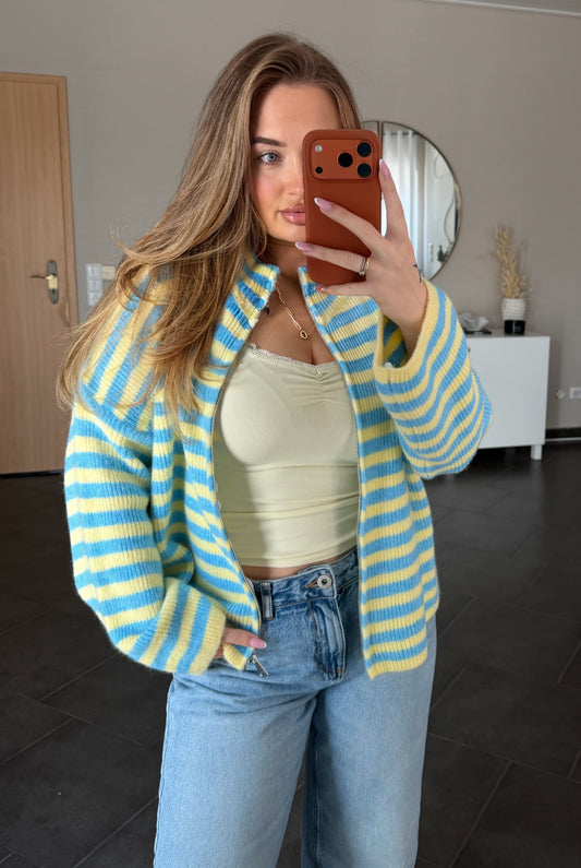 Candy Stripe Cardigan - Blue