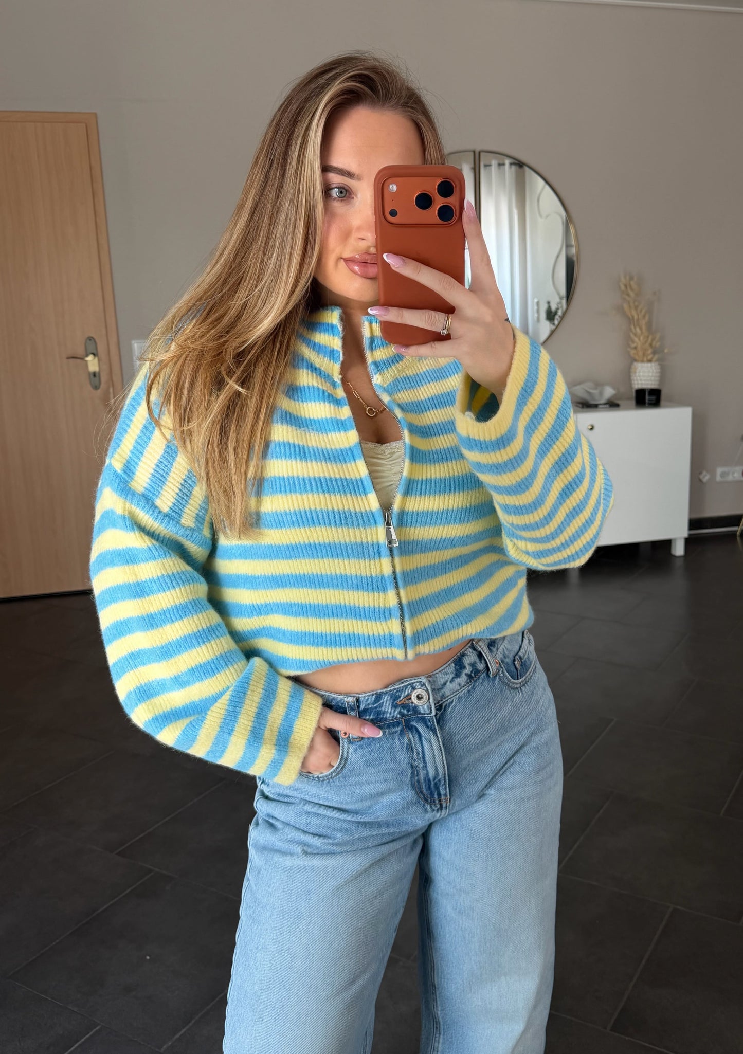 Candy Stripe Cardigan - Blue