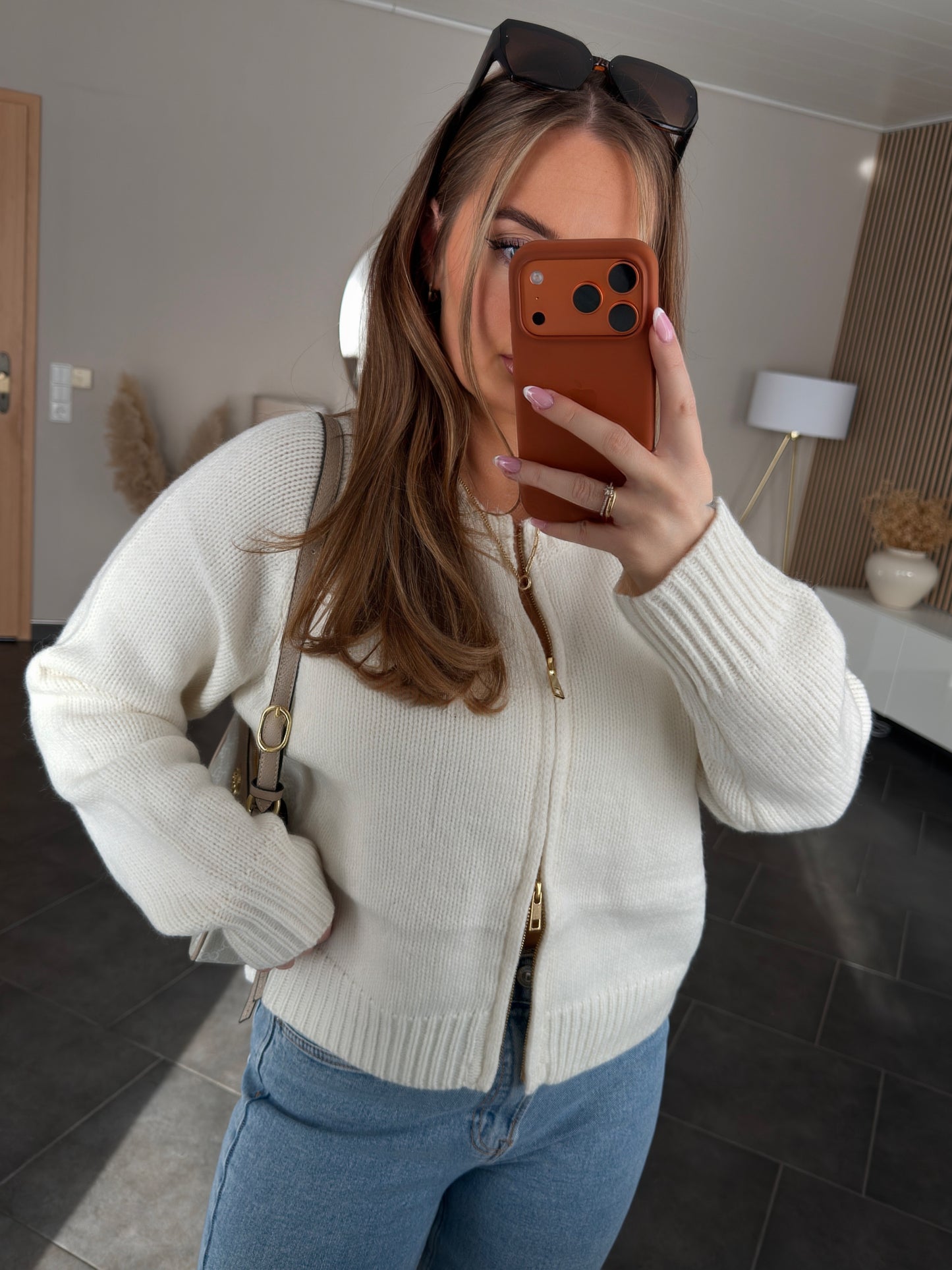 Golden Zip Cardigan - Off-White