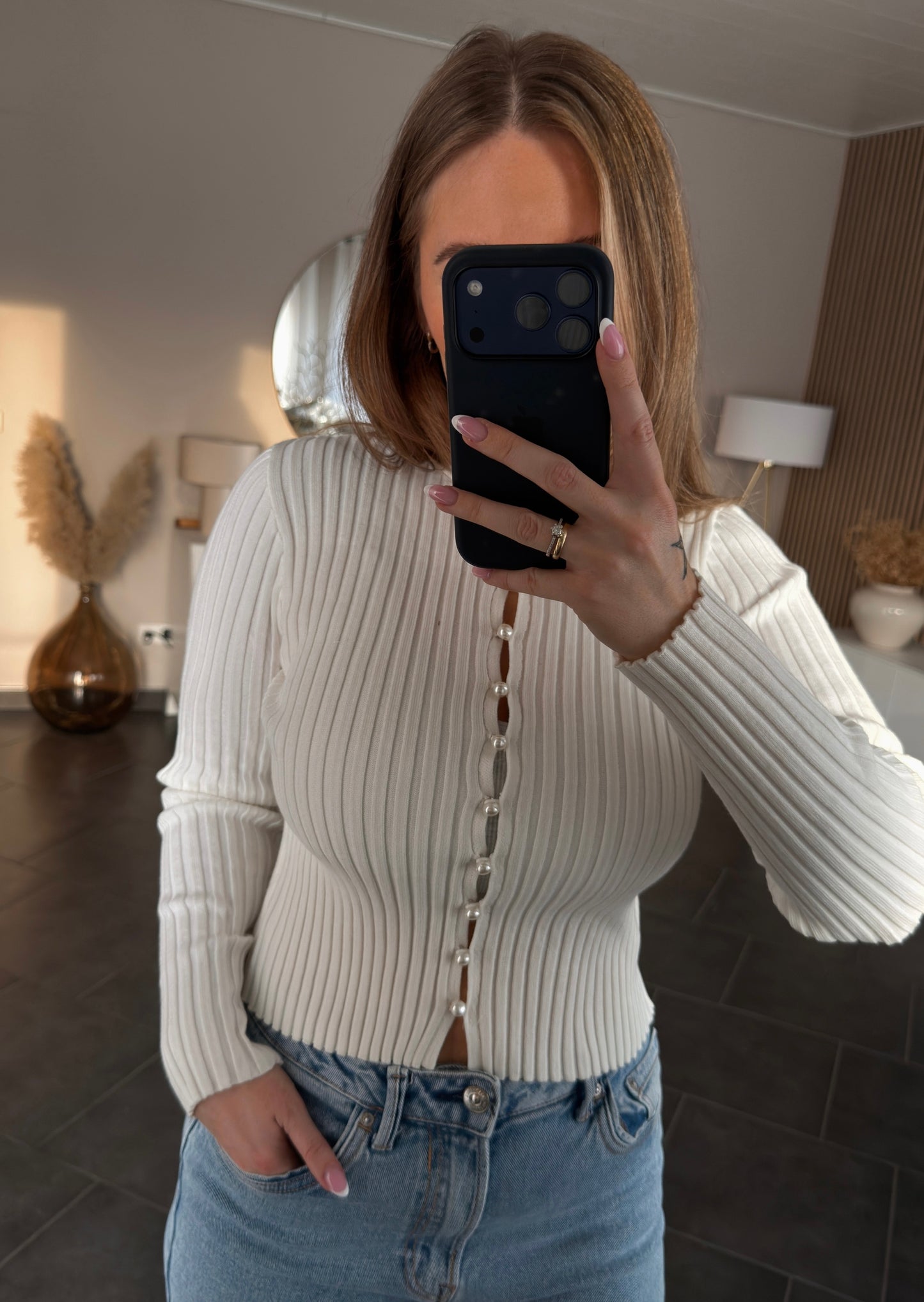 Ribbed Button Cardigan