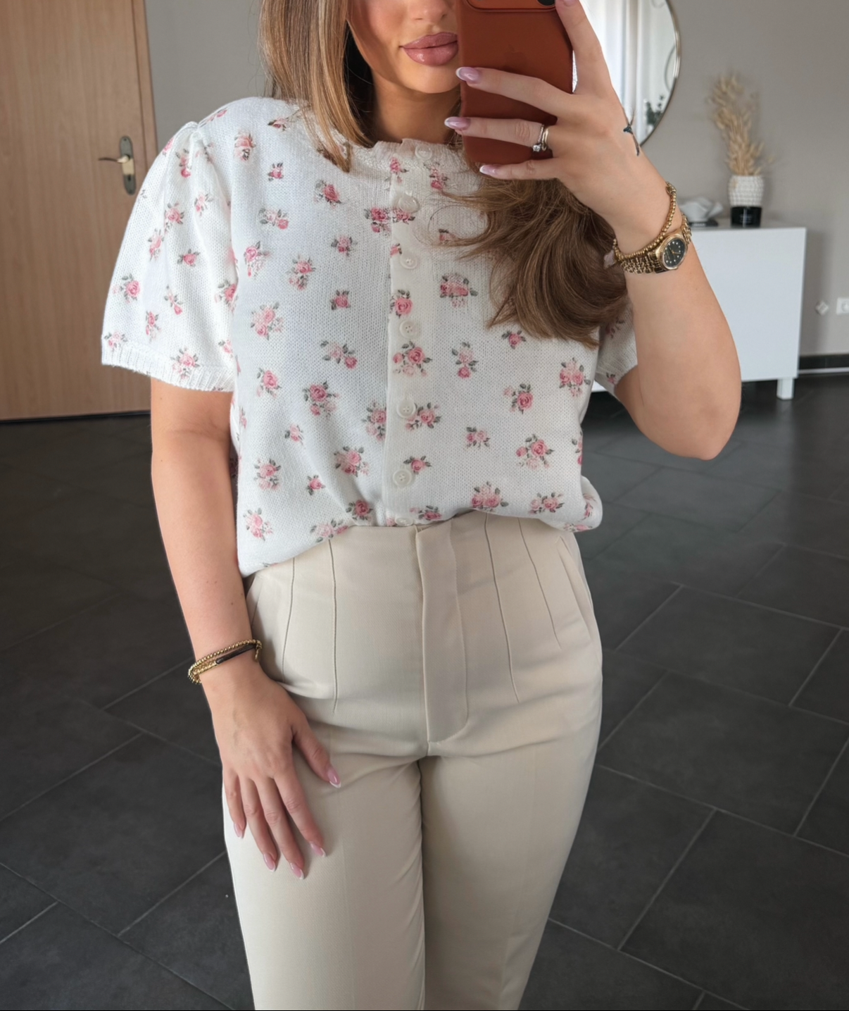 Floral Knit Cardigan - Off-White